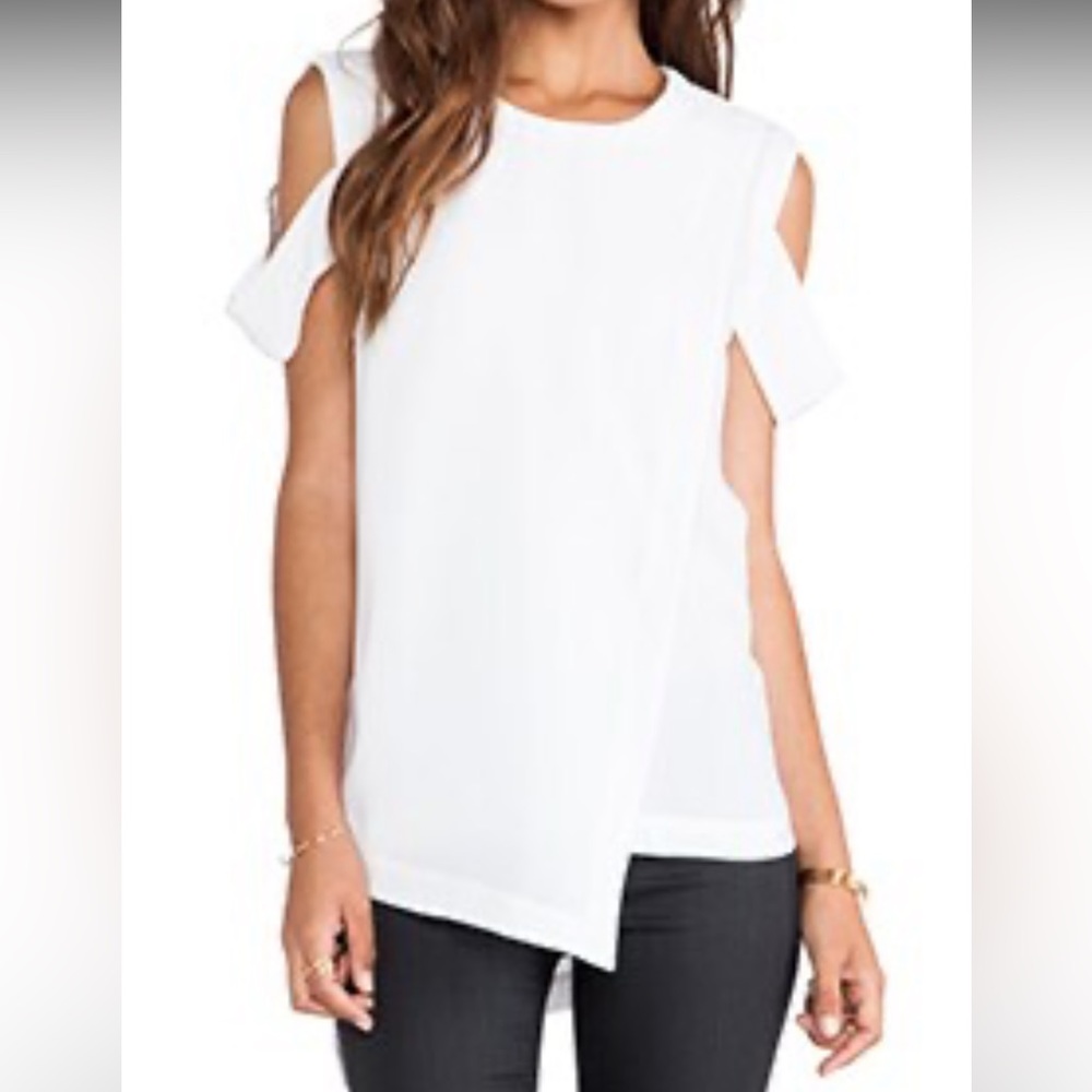 BCBGMaxAzria Bethy Asymmetrical White Top